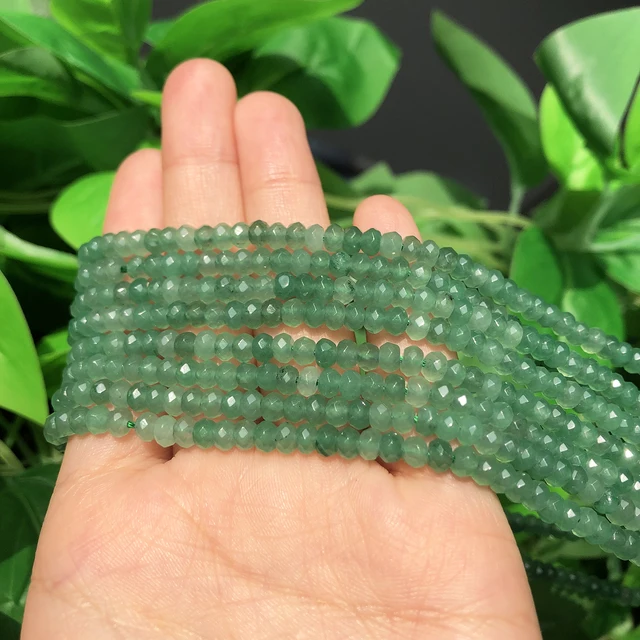 40mm Faceted Green Jade Heart Bead-0215-19