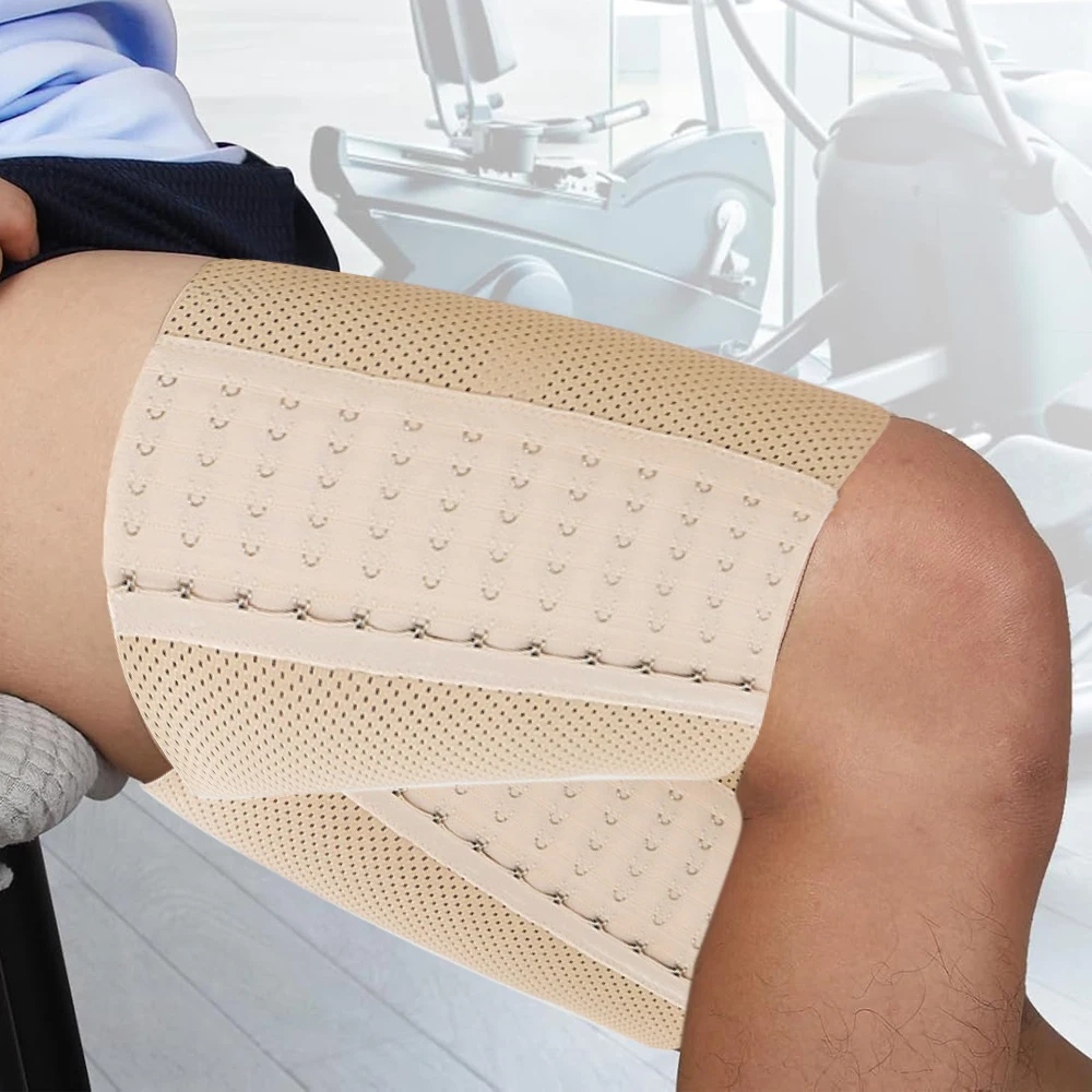 1 Paar Oberschenkeltrainer, Oberschenkel-Kompressionsärmel, verstellbare Quad-Wrap-Stützklammer, Kniesehn-Schlankheitsformer für das obere Bein für Frauen – Detail 4