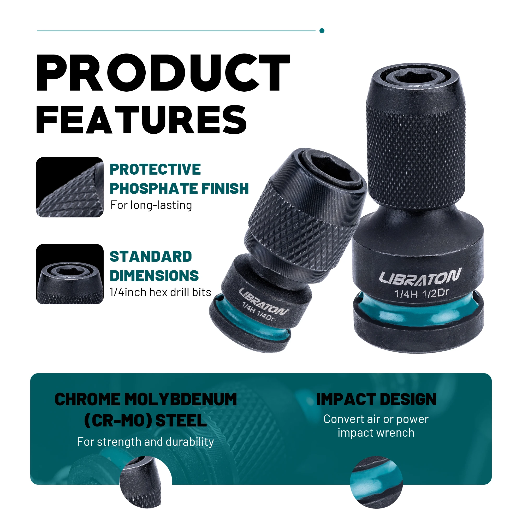 4 Pz Adattatore Presa Da 1/2 A 3/8 Adattatore Per Presa A - Foto 3