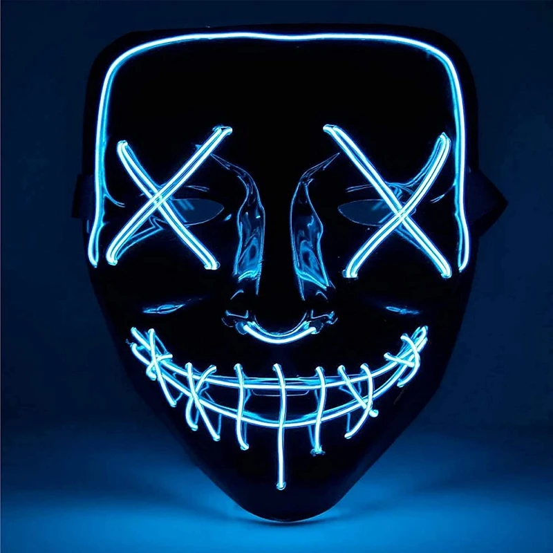 Wired Halloween Scary Cosplay Light up Mask for Festival Party Costumes Blue Artbro Purge Mask Halloween LED 