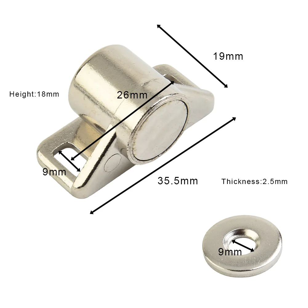 Description Picture 3 of item1pc Strong Magnetic Cabinet Catches Cabinet Wardrobe Thickened Zinc Alloy Silver Door Stopper Catch Latch Furniture Parts