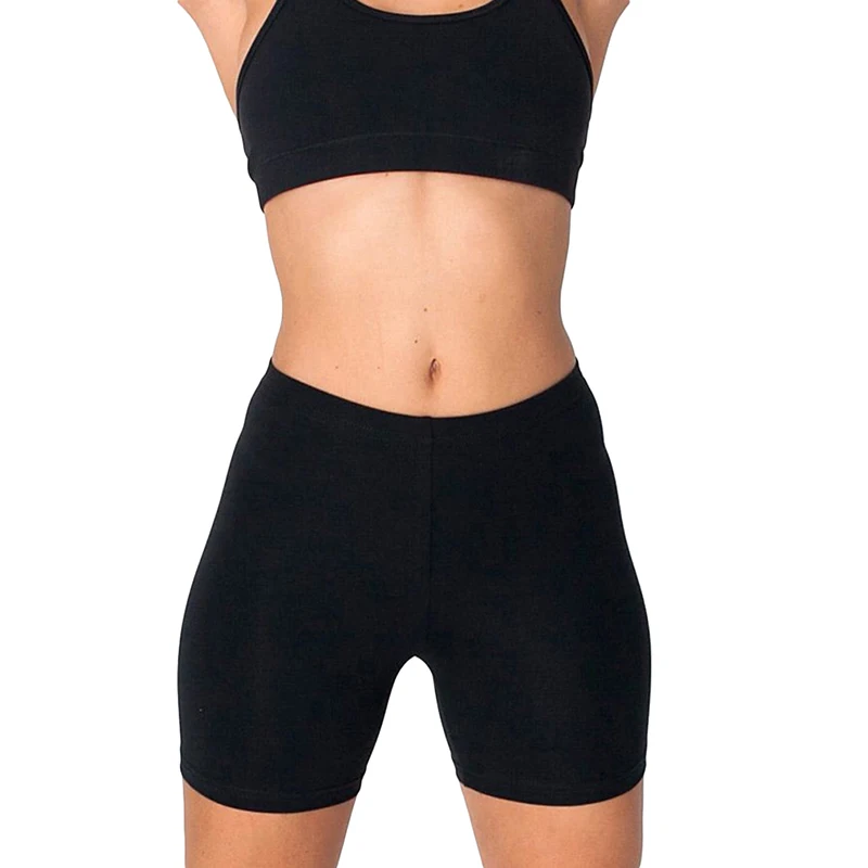 Ladies Fitness Shorts Large Size Stretch Elastic Three Points Leggings Women Solid Color Sports Clothing Female Feet Slim Shorts