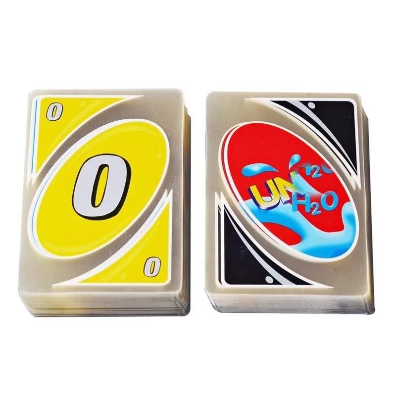 New UNO H2O Card Game Clear WaterProof Pressure Proof PVC Plastic Transparent Kids Toys Playing Cards Board Games Birthday Gifts 2