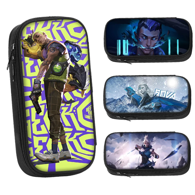 

21cm X 10cm VALORANT Jett Fade Yoru Gekko Sova Pencil Cases Bags Video Game Student Canvas Large Capacity Office Accessories
