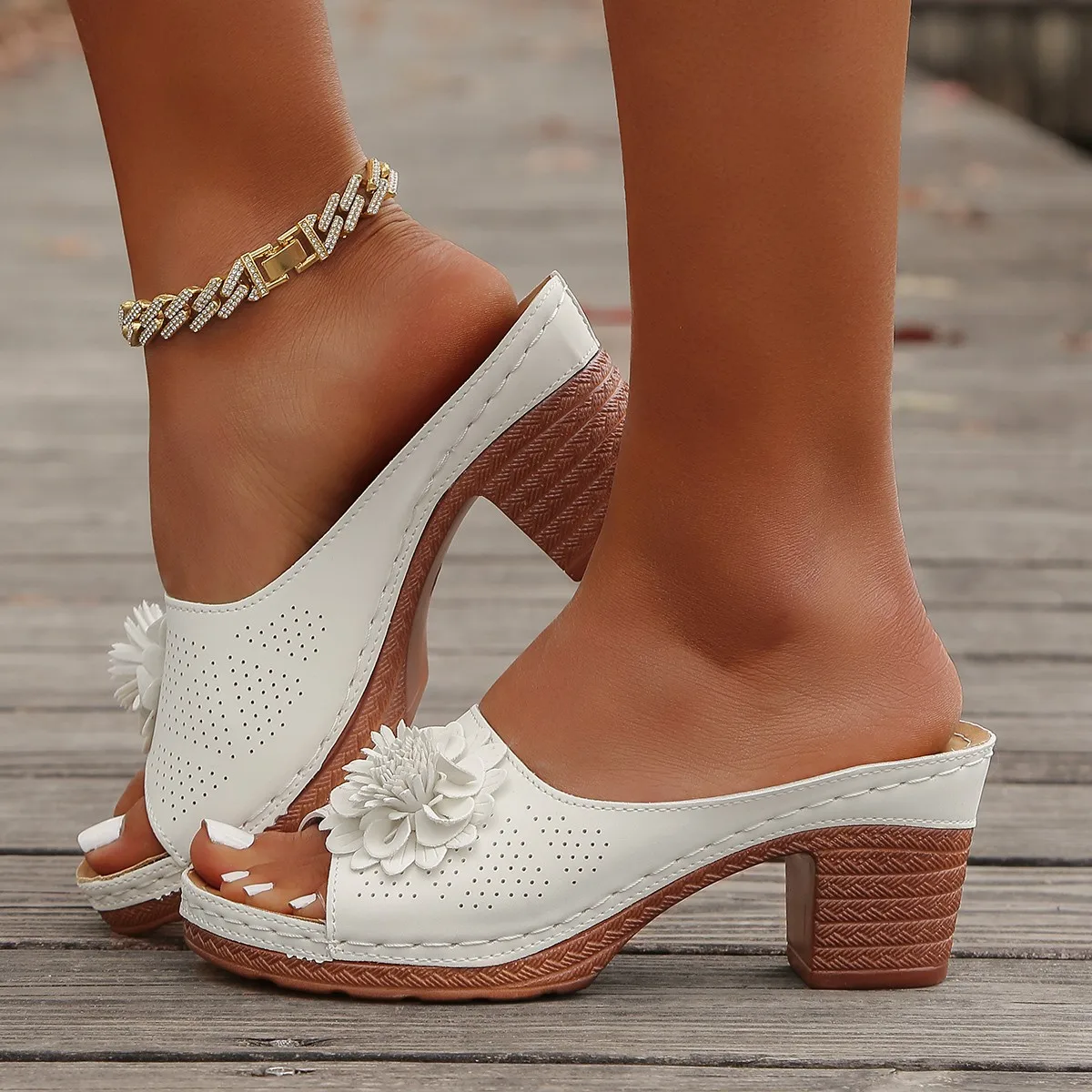 Women High Heels Slip on Sandals Summer Casual Comfortable Shoes Women Elegant Low Platform Sandals Sandalias De Mujer - 5