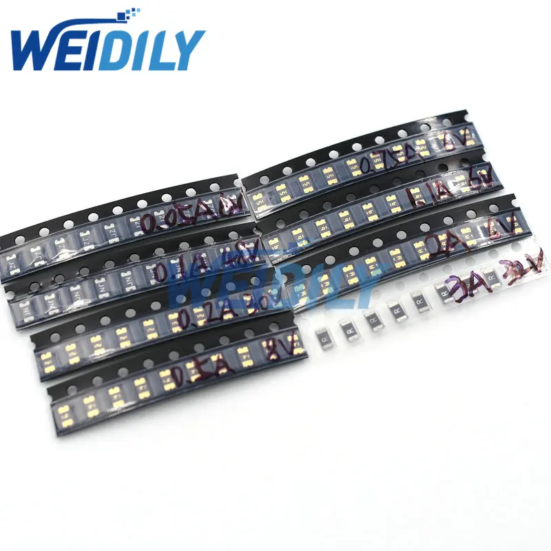 Resettable Fuse Restore Fuse 80PCS Resettable Fuses Kit 8valuesX10pcs 1206 SMD Self-recovery 0.05A-3A 50ma-3000ma