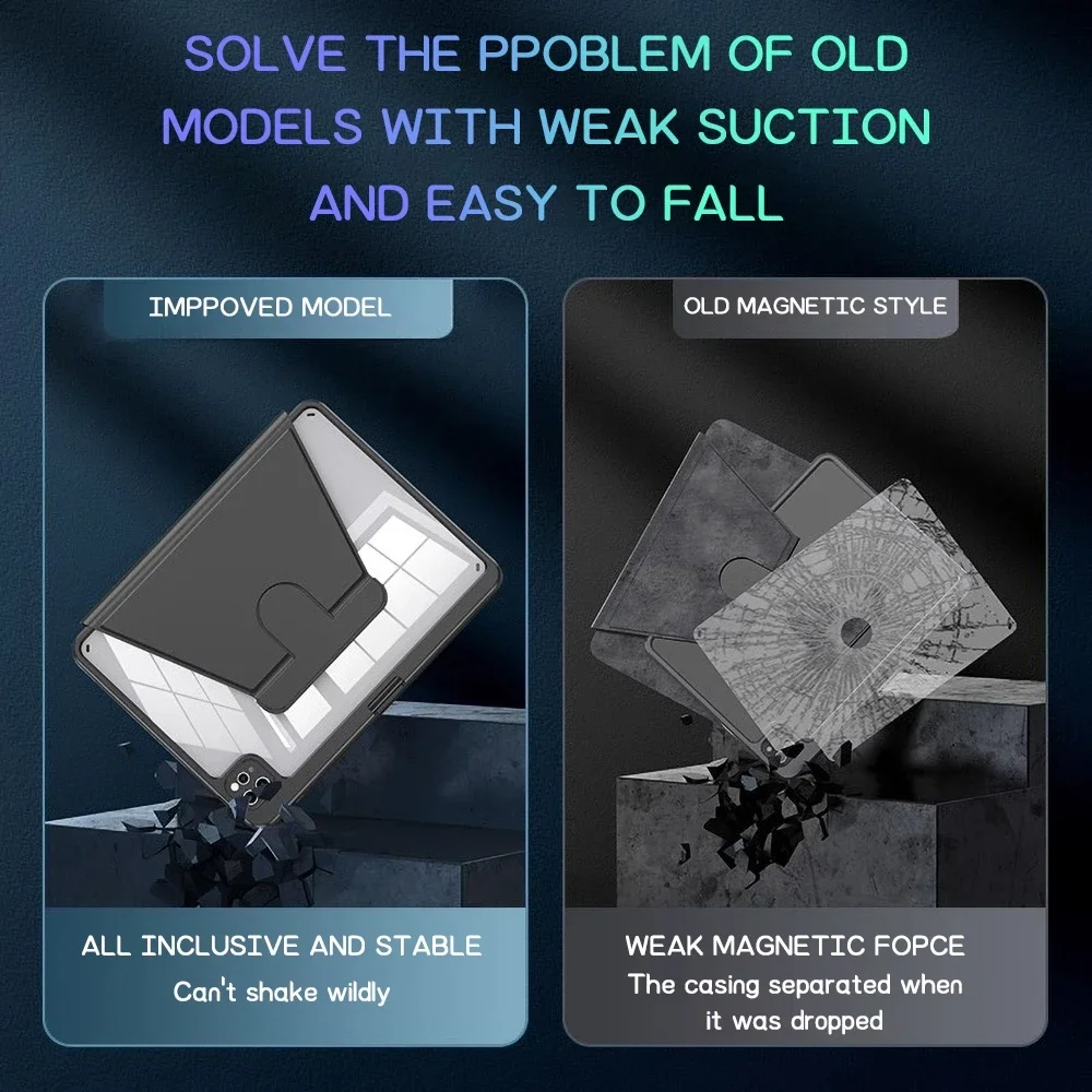 Shockproof Rotating iPad Case with Pencil Holder