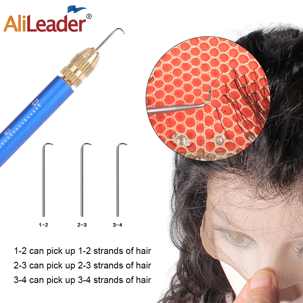 3 Pcs Wood handle Ventilating Wig Needle Ventilating needle for wig making  Crochet Hook tools