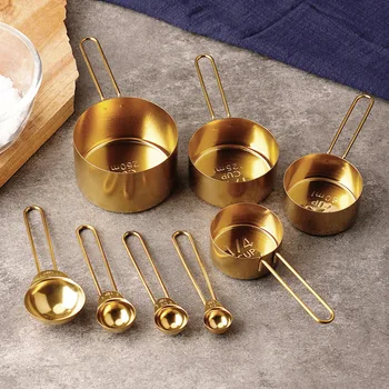 Gold Stainless Steel Measuring Cup Spoon Set 1