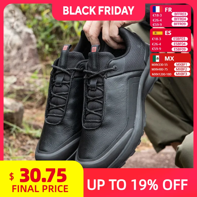 Baasploa Men Hiking Shoes 2025 Litchi Leather High Quality Male Trekking Climbing Sneakers Non-slip Luxury Designer Outdoor Shoe