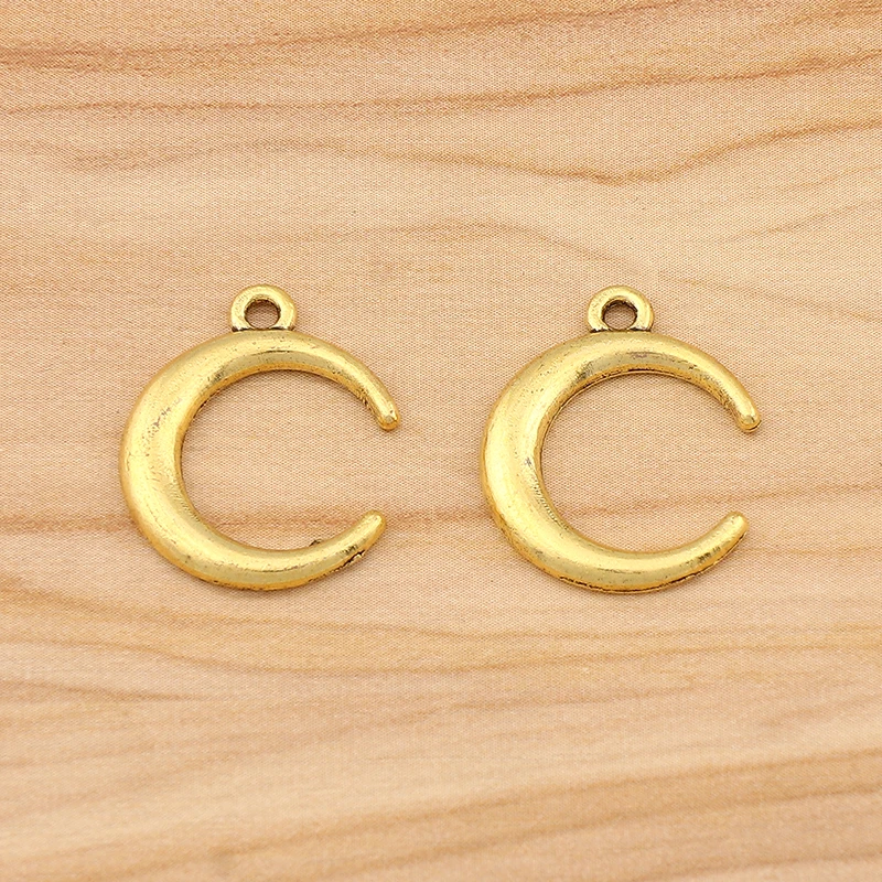 

50 Pieces Tibetan Gold Tone Crescent Moon Charms Pendant for DIY Bracelet Necklace Jewelry Making Findings