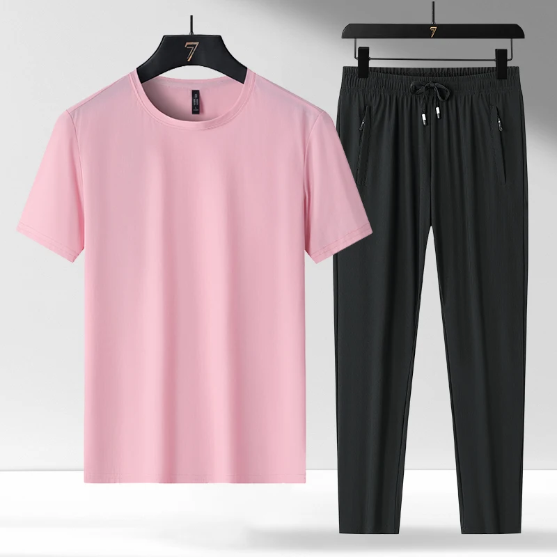 Fashion Loose Elastic Waist Zipper Pockets Bandage Casual Sets 2024 Men Clothing Summer New Oversized Solid Color Men's Sets