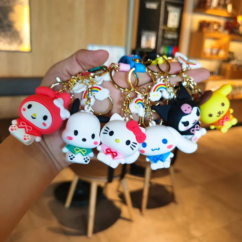 

Sanrio Cute Doll Pendant Anime Figures Hello Kitty Kuromi Melody Fashion Keychain Couple Bag Keyring Pendant Birthday Gifts