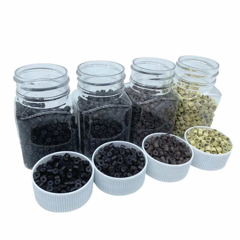 500개 4mm 실리콘 라이닝 마이크로 헤어 비즈 알루미늄 헤어 익스텐션 비즈 헤어 스타일링 액세서리 도구