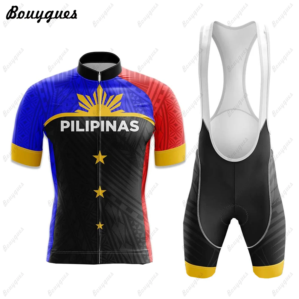 Pilipinas Cycling Jersey Set Maillot Ciclismo Hombre Men Short sleeve Cycling Wear MTB Bike Suit Bib/Shorts Breathable Gel Pad
