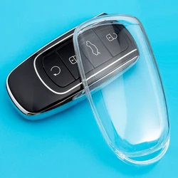 Sleek Black Transparent Car Key Fob Case with Keychain - Stylish and Durable Auto Accessory (1x Key Case (Clear))