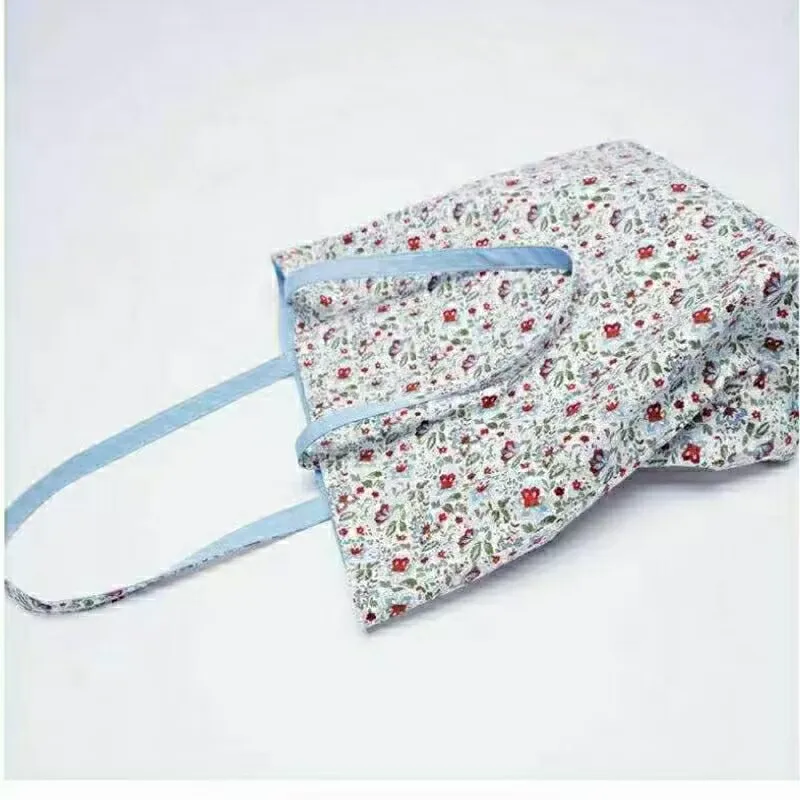 Women's bag single shoulder flower printed double-sided shopping bag small fresh floral canvas bag