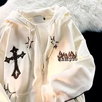Gothic Embroidery Hoodies Women Retro Harajuku Hip Hop Jacket High Street Zip Up Hoodie Casual Loose Sweatshirt Clothes Y2K Tops - Image 5