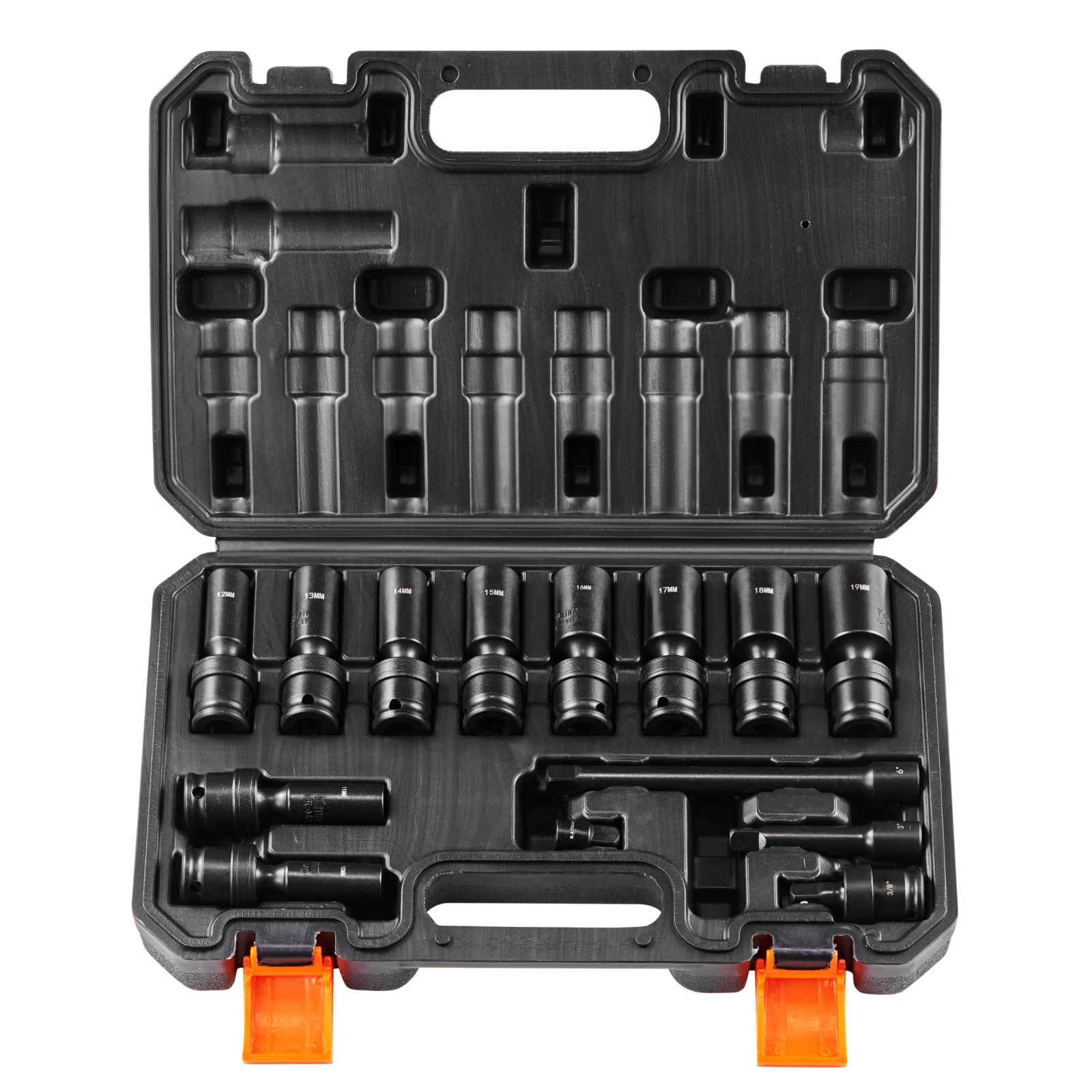 SucceBuy 360 Degree Swivel Impact Socket Set 3/8" Socket Set Deep Universal Metric 10-19mm 6Point Cr-Mo Alloy Steel for Repair