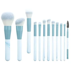 12 - Piece Professional Soft Makeup Brush Set for Foundation, Blush, Powder, and Eyeshadow (Blue)