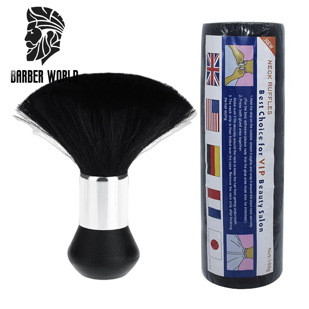 5PCS Barber Neck Paper with Brush Salon Disposable Muffler Paper Adjustable Hairdressing Collar Covering Hairdresser Accessories