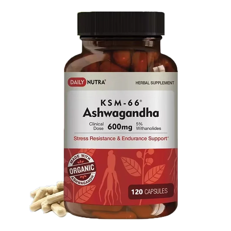 Organic Ashwagandha 600 Mg-120 Veggie Capsules-Natural Anxiety Relief, Mood Improvement, Immunity and Focus, Anti-Anxiety ashwagandha supplement