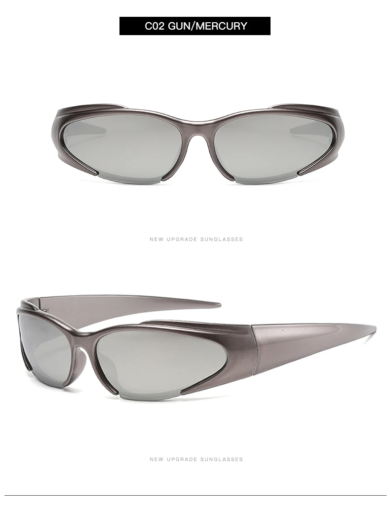 Schutzbrille Y2K Silber Sonnenbrille Bunte Radfahren Future Sense Technologie Sonnenbrille Trendige Brillen Weiblich UV400 – Detail 6