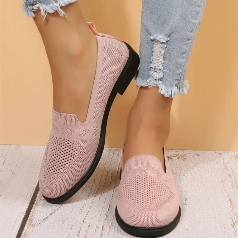 Women Flat Casual Shoes Summer Mesh Platform Breathable Flat Shoes Ladies Comfort Lightweight Sneaker Knit Socks Slip on Loafers