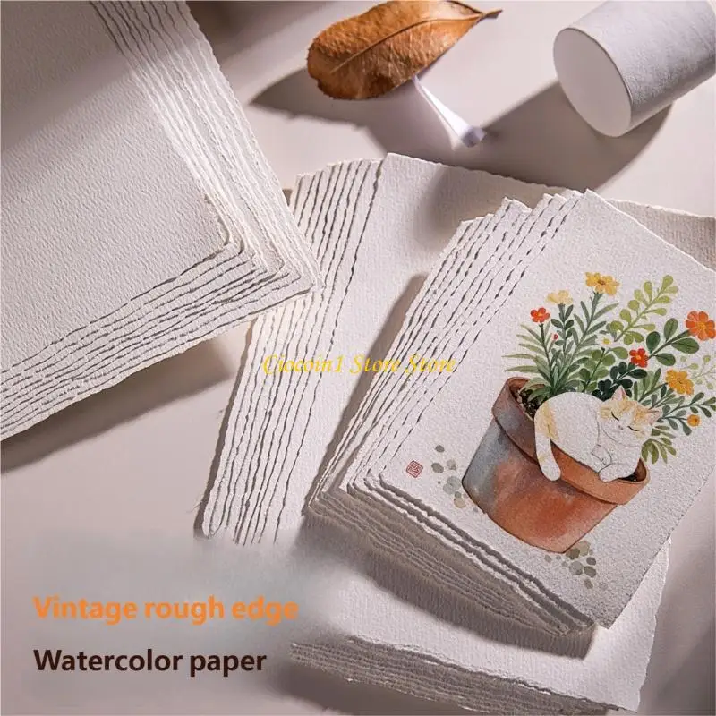 A3PC 10 Blatt 300 g Baumwoll-Büttenrand, weißes Papier, vielseitig einsetzbar zum Skizzieren – Detail 8