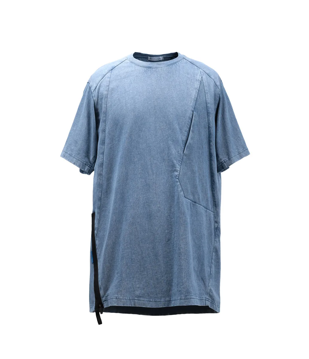 Reindee Lusion 22ss 3d batik wash short sleeve t-shirt diamond shaped structure pure cotton  adjustment zipper techwear gorpcore