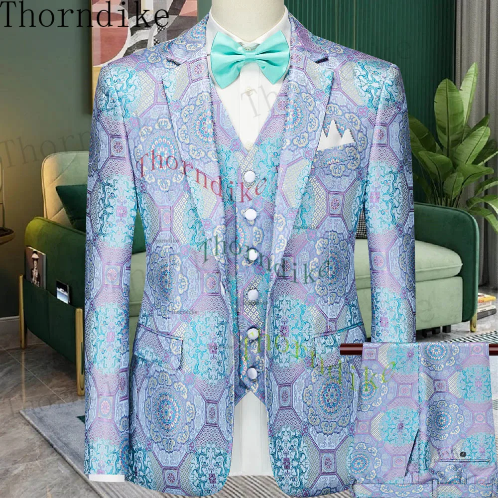 Thorndike 3 Pcs Set Blazers Pants Vest Men's Business Professional Classic Fashion Banquet Suits Coat Waistcoat
