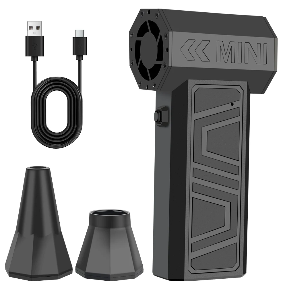 Turbo-Ventilator, elektrischer Luftstaubsauger, tragbar, 130000 U/min, Reinigungstrahlgebläse, Werkzeug, Auto, bläst Schnee, 4 Gänge, einstellbar, Typ-C-Aufladung