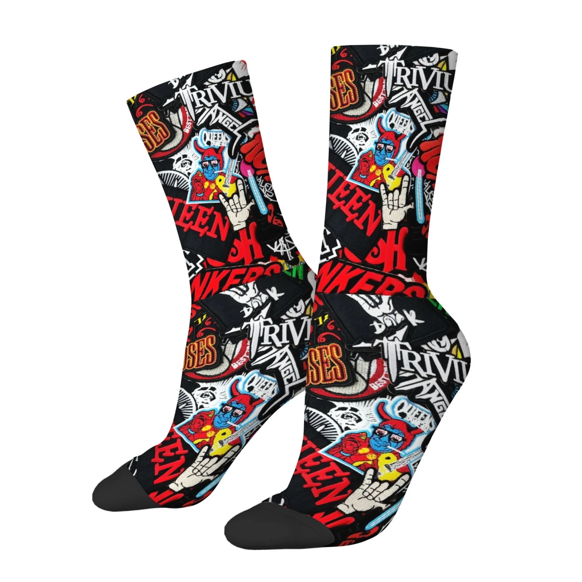 Rock Retro Graffiti Print Men's Mid-Calf Socks - Trendy Fashion