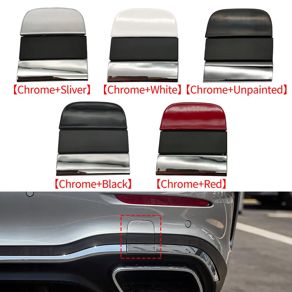 Luxury Car Rear Bumper Tow Hook Cover Cap - White/Black Finish