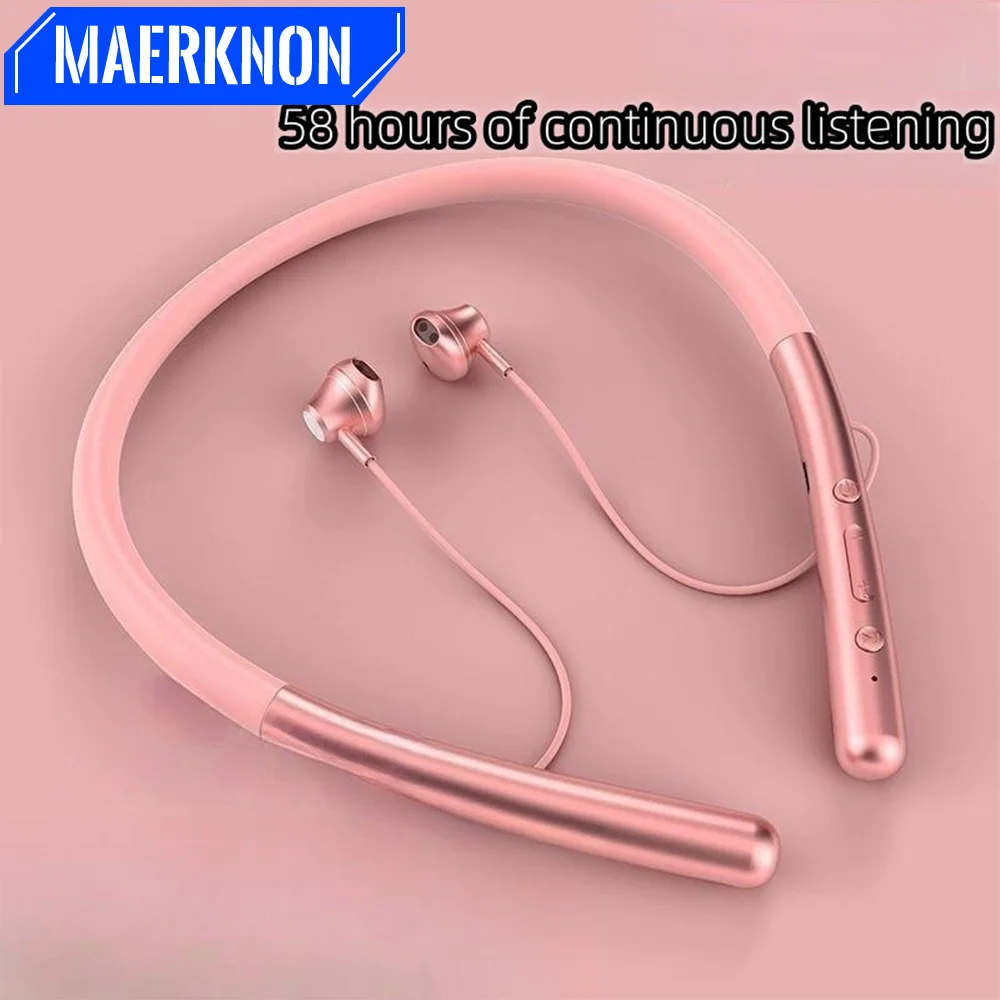 Neck Mounted Bluetooth Earphones Wireless Headphones Sport