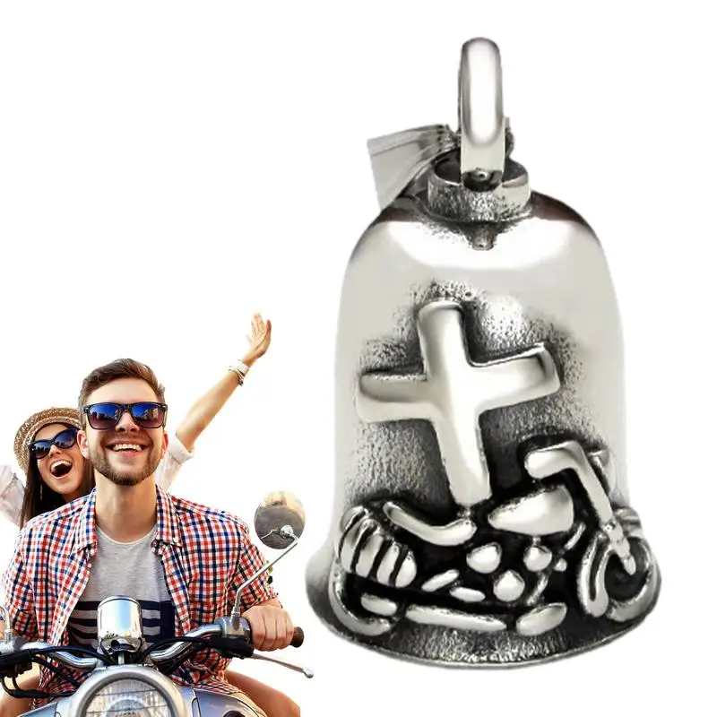 

Motorcycle Good Luck Charm Bell Ride Safe Keychain Vintage Cross Drive Safe For Bikers Riders Biker Bell Accessory For Bicycles