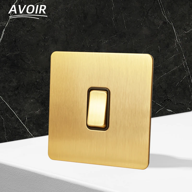 Avoir Interruptores de Luz Parede Ouro Dimmer Retro Botão Interruptor Gang Vias Tomada Energia com Usb para Casa Francês Plugues da ue Tomadas Elétricas Interruptor de Luz Interruptor de Parede