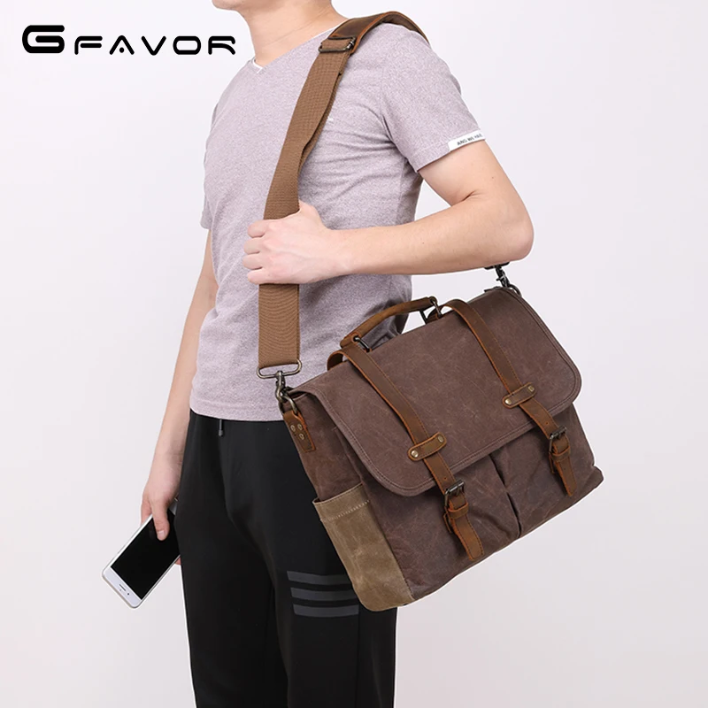 Canvas Leather Mens Vintage 14 Brown Travel Side Bag Black Messenger –  iwalletsmen