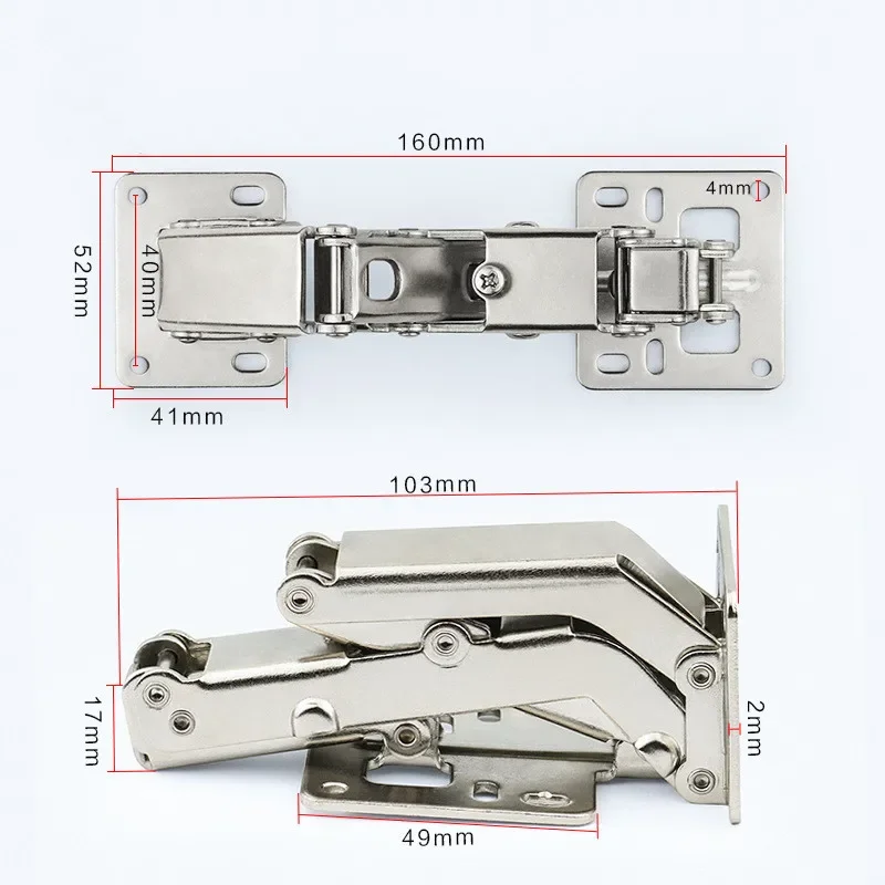 2pcs No-hole Hinged Thick Door Plate with Large Angle Cabinet Wardrobe 175/180 Degree Hinged Hinge Hinge Without Slotting