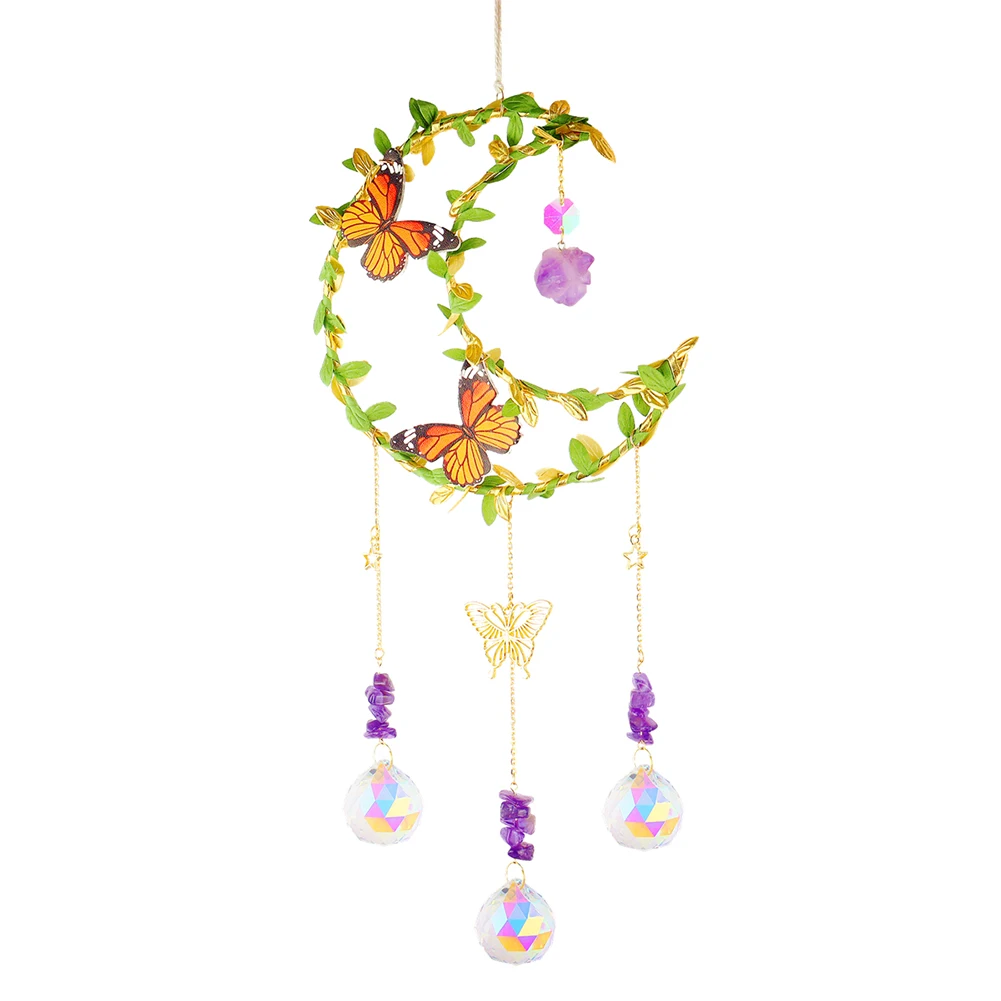 Tanio Kryształy dzwonek wietrzny gwiazda księżyc motyl wiszący Ornament słońce sklep
