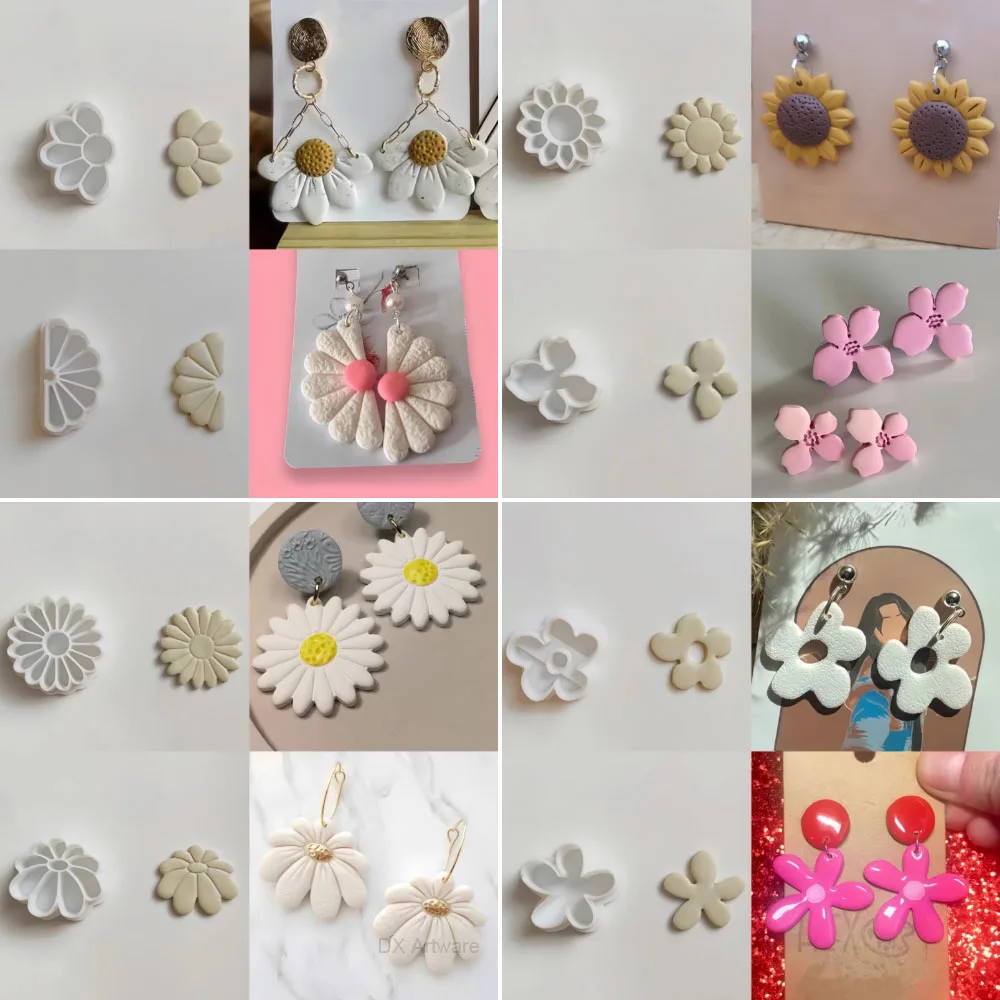 Mini Design Daisy Floral Patterns Shape Clay Cutting Molds Polymer Clay Cutters For DIY Earrings Jewelry Badge Decoration Tools
