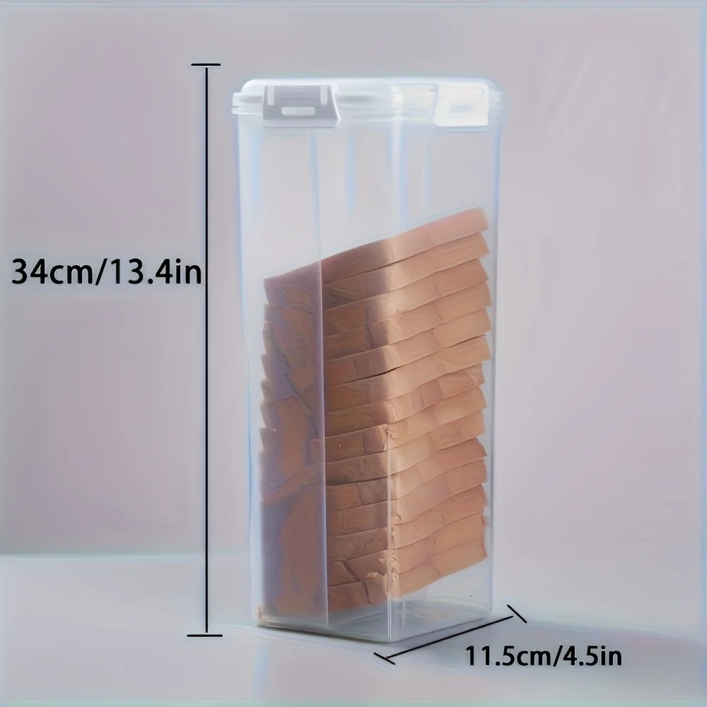 Airtight Bread Box with Lid Clear Plastic Food Storage Box Container Reusable Rectangular Sandwich Jar for Freshness Kitchen - Image 5