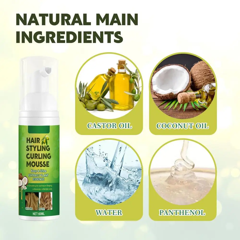 Description Picture 6 of itemCurling Hair Mousse Curl Booster Defining Spray Hair Curling Enhancer Moisturizing Styling Serum Nourishing Hair Mousse