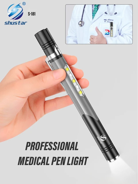 Profesyonel tıbbi el feneri kalem ışığı çift ışık kaynağı şarj edilebilir  lamba oftalmoloji, stomatoloji için yan