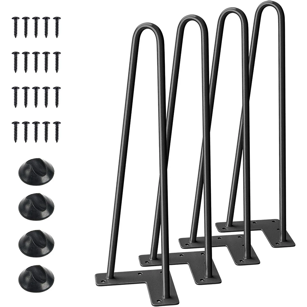 LWZH Heavy Duty Satin Black Hairpin Legs 4PCS Iron Metal Table Legs 2 Rod Furniture Legs DIY Handcrafts Home Accessories