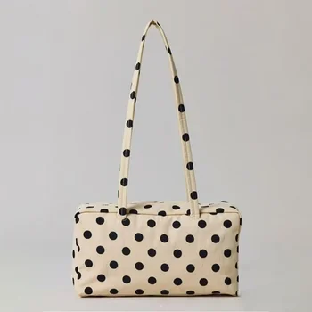 Borsa a Tracolla di Design con Motivo a Pois e Quadri, Borsa Vintage Ecologica a Blocchi di Colore e Righe per Donna, Borsa Casual in Nylon per Pendolari
