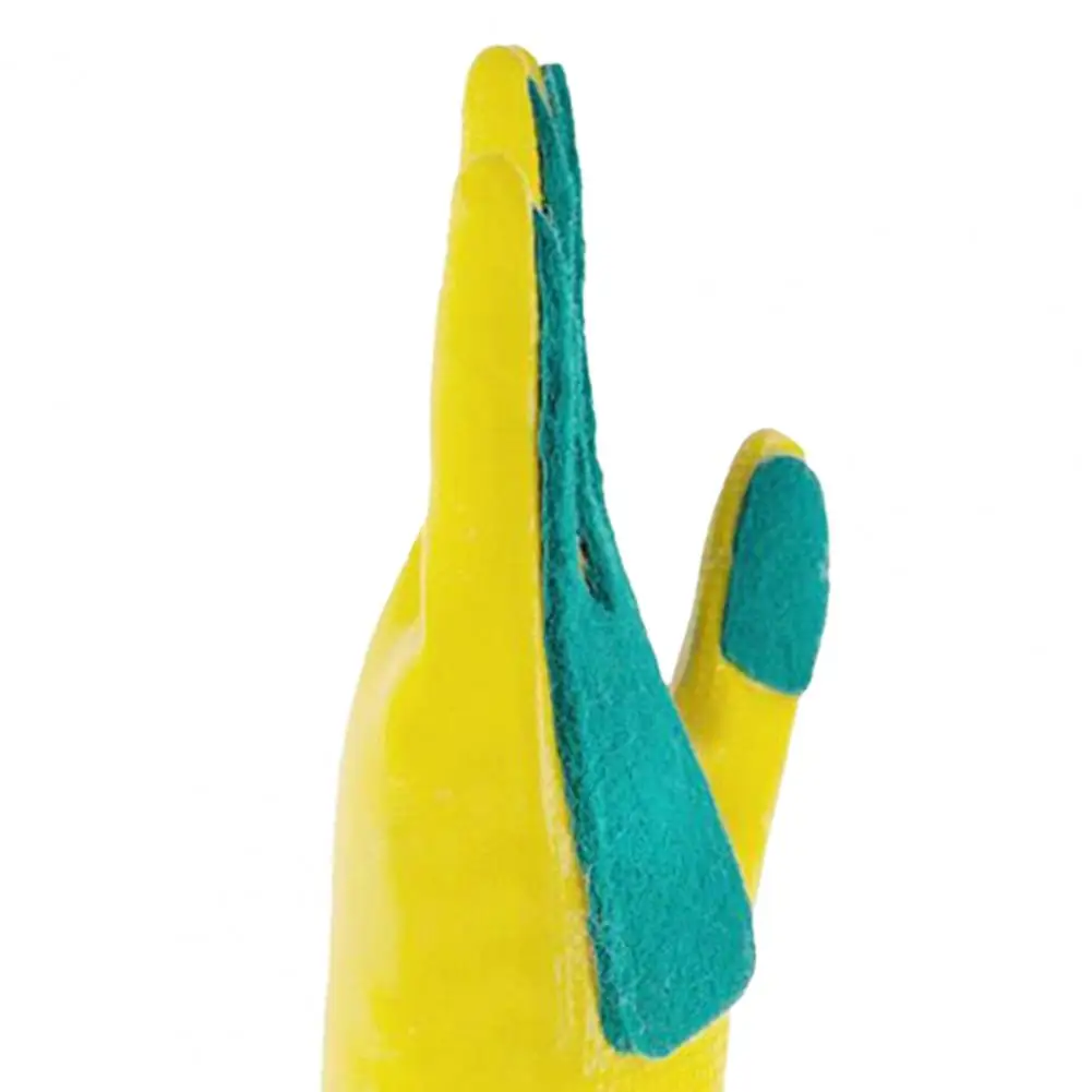 Dishwashing Cleaning Gloves 1 Pair Rubber Latex Material Scouring Pad Non-Slip Long Kitchen Bathroom