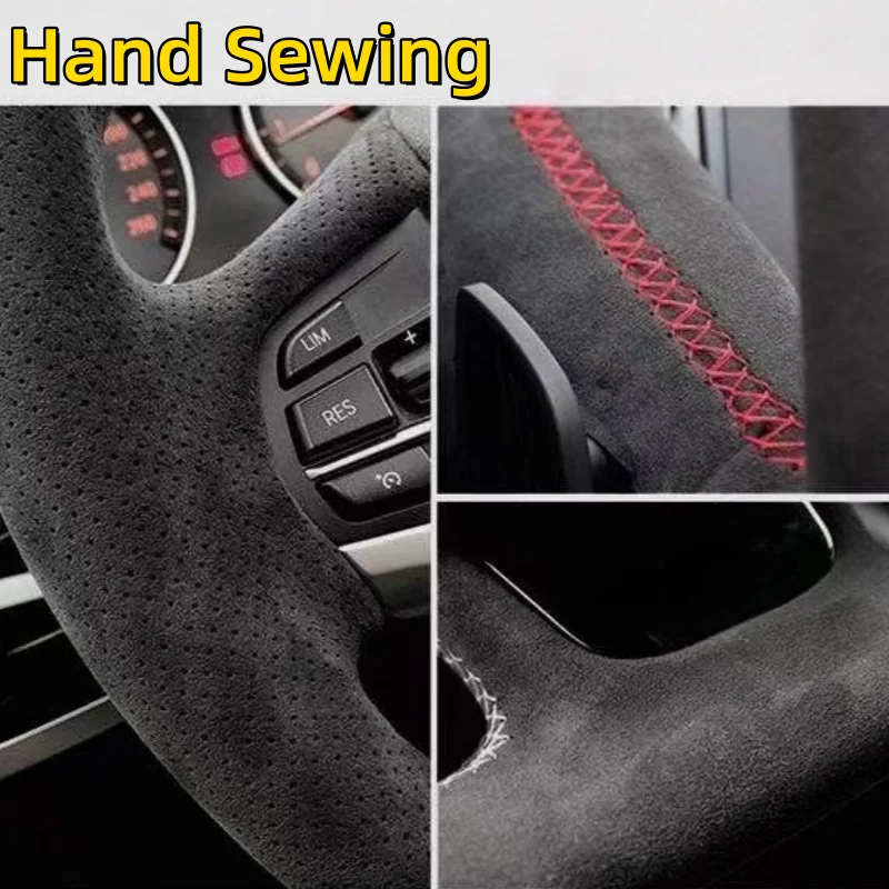 Coprivolante per auto cucito a mano in pelle scamosciata antiscivolo per Tesla Model 3 2015-2021 Model Y 2019-2021 Accessori interni auto - immagine 3