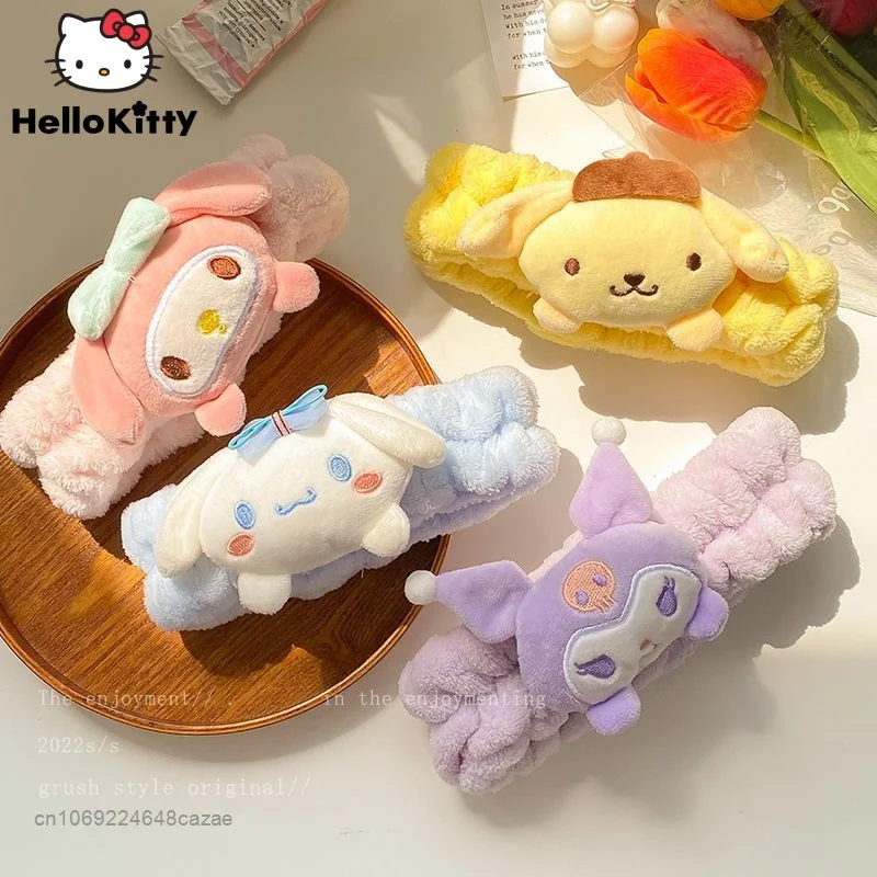 Sanrio Kuromi My Melody Cartoon Face Washing Hair Band Women Cute Hair Band 2022 New Facial Mask Headband Headdress Y2k Fashion kawaii hello kitty slippers shoes cave shoes sanrio cartoon cinnamoroll summer student sandals thick heel women beach slippers