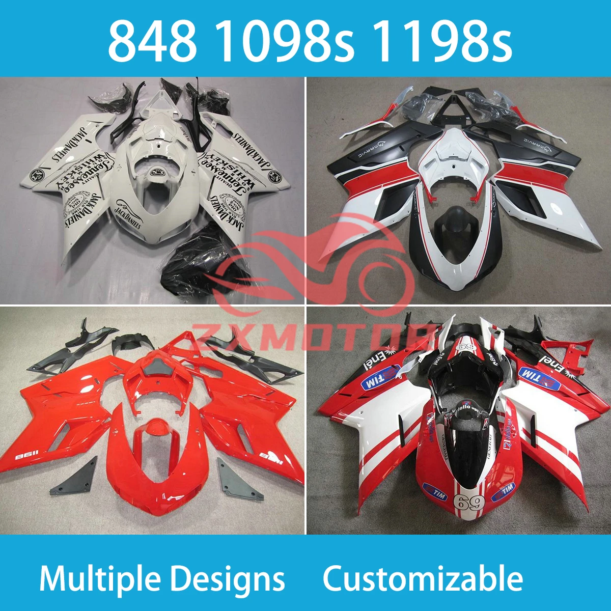 

New Custom Fairing Kit for Ducati 848 1098 1198 1098s 1198s Aftermarket Motorcycle Bodywork Fairings ABS Injection Molding